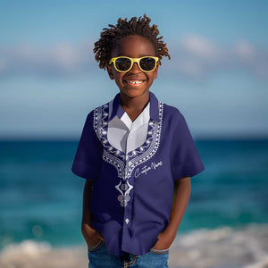 Printed Dashiki African Kid Hawaiian Shirt Blue