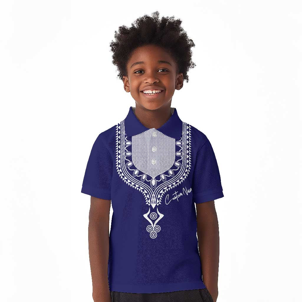 Printed Dashiki African Kid Polo Shirt Blue