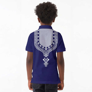 Printed Dashiki African Kid Polo Shirt Blue