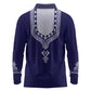 Printed Dashiki African Long Sleeve Polo Shirt Blue