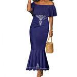 Printed Dashiki African Mermaid Dress Blue