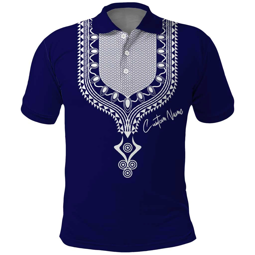 Printed Dashiki African Polo Shirt Blue