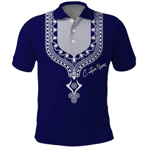 Printed Dashiki African Polo Shirt Blue