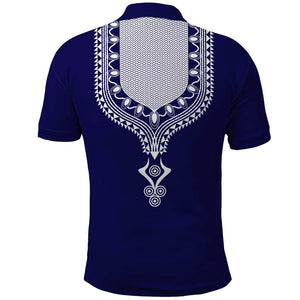 Printed Dashiki African Polo Shirt Blue