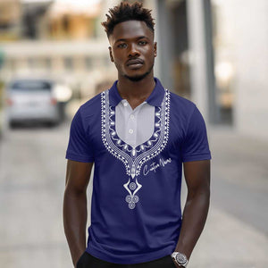 Printed Dashiki African Polo Shirt Blue