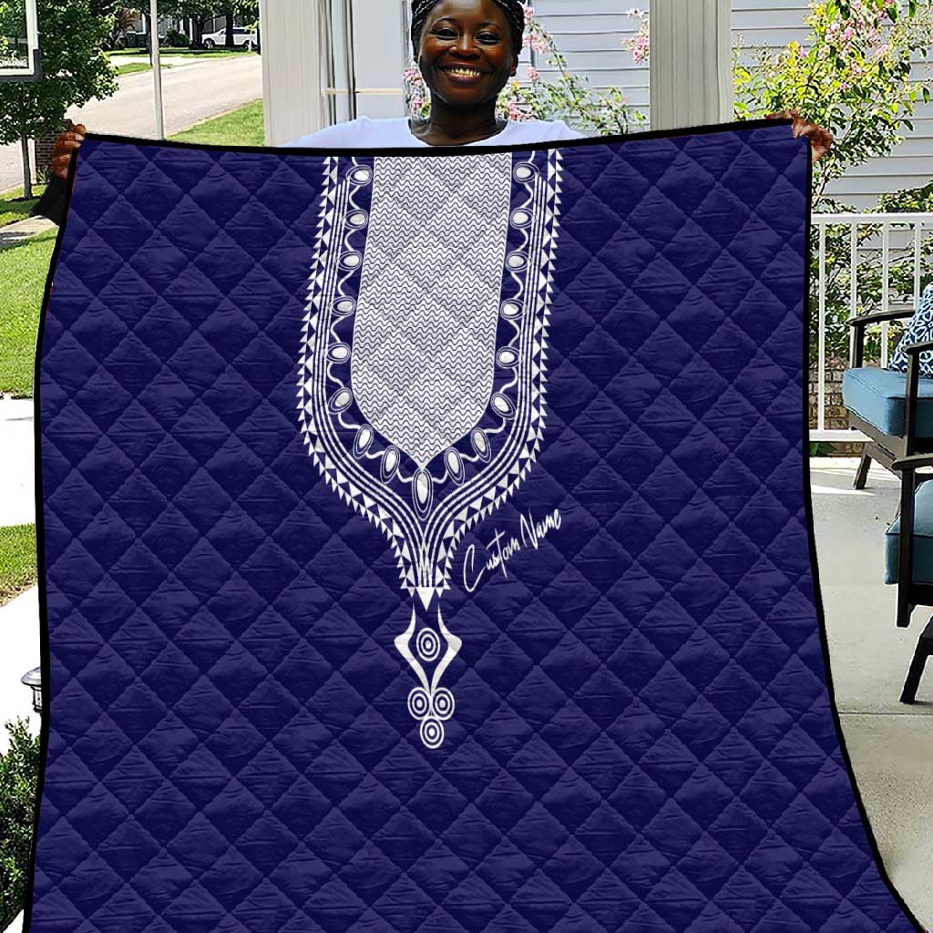 Printed Dashiki African Quilt Blue