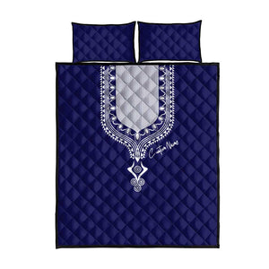 Printed Dashiki African Quilt Bed Set Blue