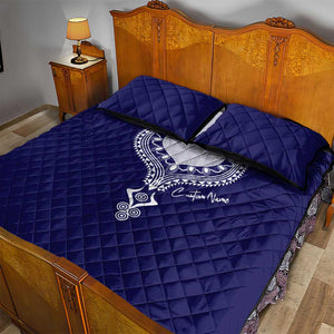 Printed Dashiki African Quilt Bed Set Blue