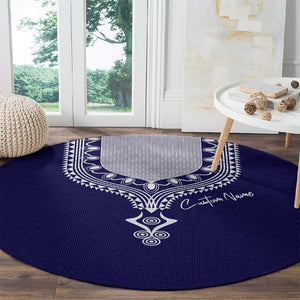 Printed Dashiki African Round Carpet Blue