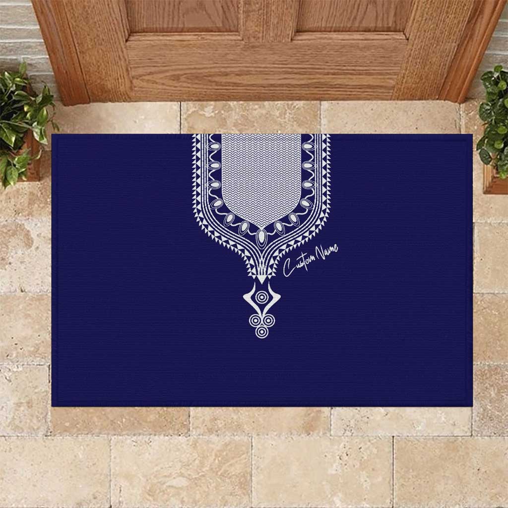 Printed Dashiki African Rubber Doormat Blue