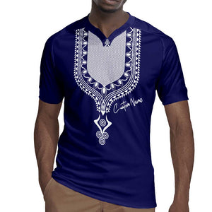 Printed Dashiki African Rugby Jersey Blue