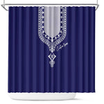 Printed Dashiki African Shower Curtain Blue