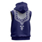 Printed Dashiki African Sleeveless Zip Hoodie Blue - African Pride
