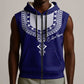 Printed Dashiki African Sleeveless Zip Hoodie Blue - African Pride
