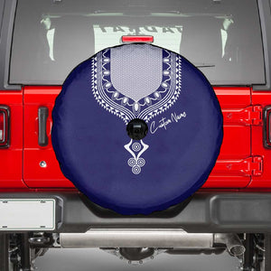 Printed Dashiki African Spare Tire Cover Blue