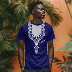 Printed Dashiki African T shirt Blue