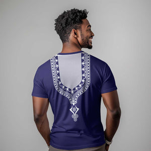 Printed Dashiki African T shirt Blue