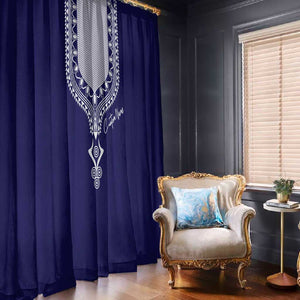 Printed Dashiki African Window Curtain Blue