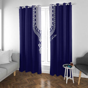 Printed Dashiki African Window Curtain Blue