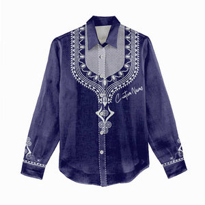 Printed Dashiki African Women Casual Shirt Blue