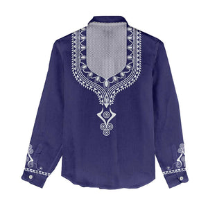 Printed Dashiki African Women Casual Shirt Blue