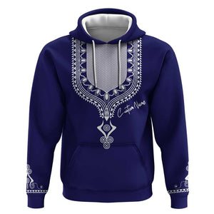 Printed Dashiki African Zip Hoodie Blue