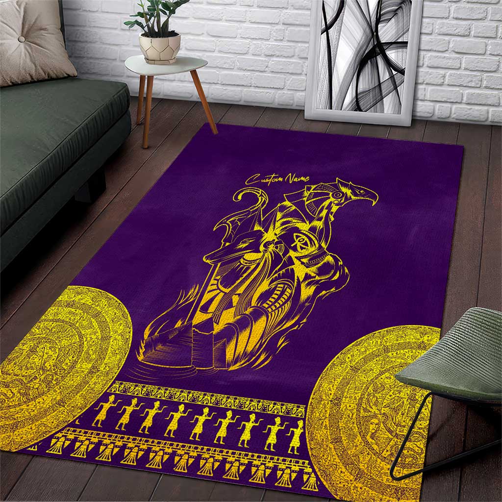 Anubis and Horus Area Rug Egyptian God Purple