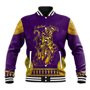 Anubis and Horus Baseball Jacket Egyptian God Purple DT02