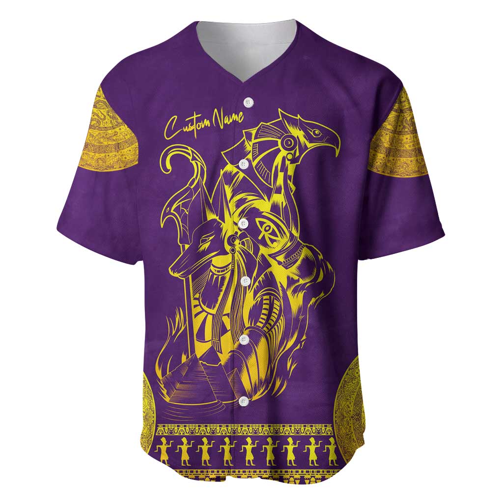 Anubis and Horus Baseball Jersey Egyptian God Purple