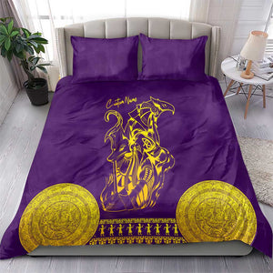 Anubis and Horus Bedding Set Egyptian God Purple