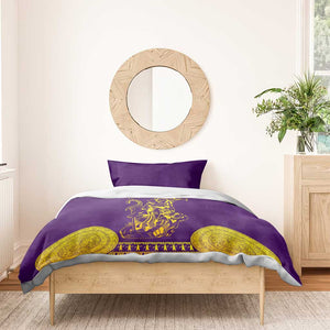 Anubis and Horus Bedding Set Egyptian God Purple