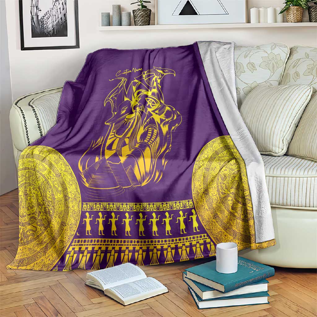 Anubis and Horus Blanket Egyptian God Purple