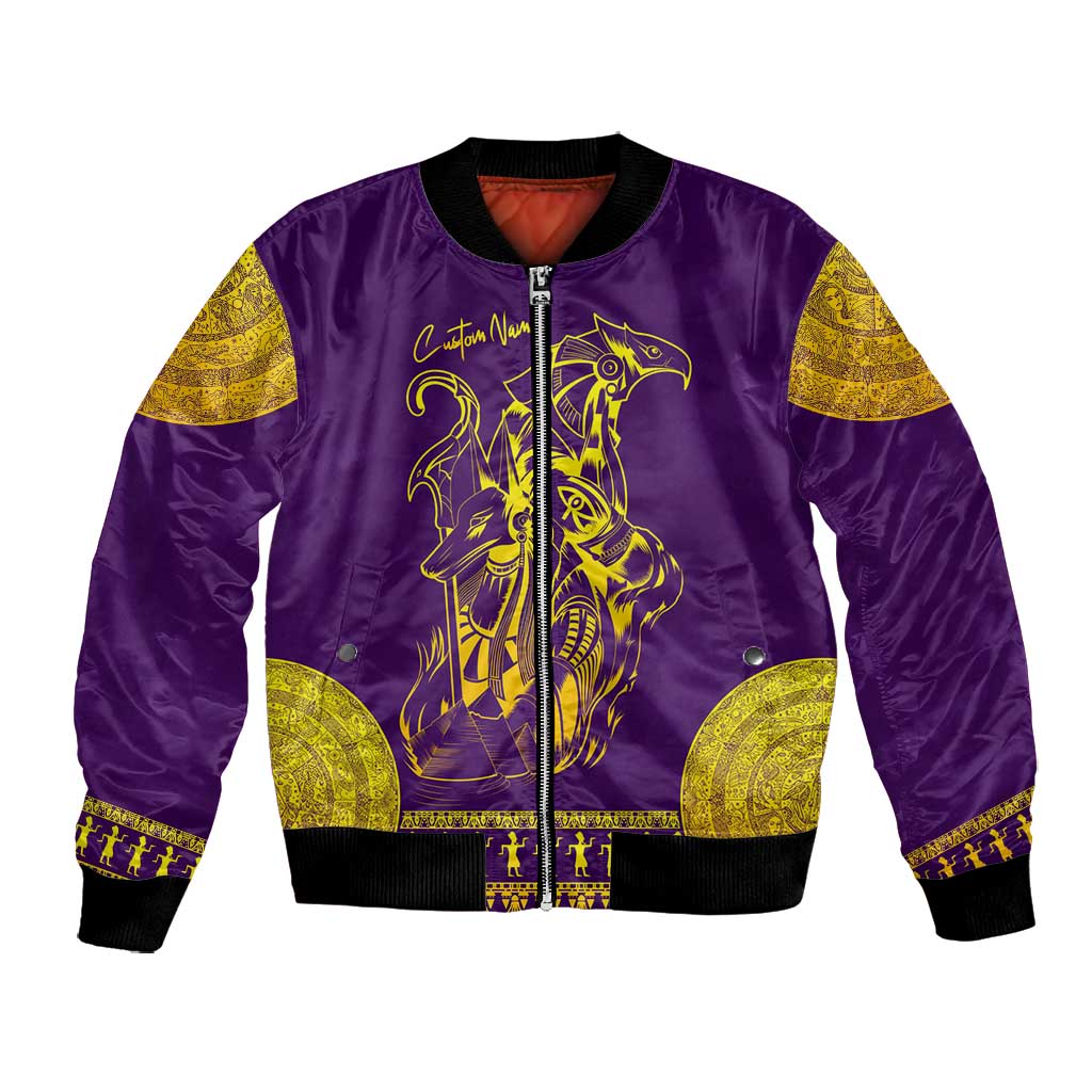 Anubis and Horus Bomber Jacket Egyptian God Purple