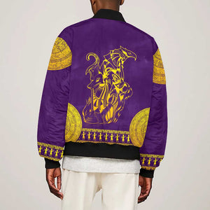 Anubis and Horus Bomber Jacket Egyptian God Purple