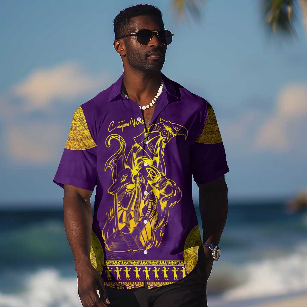 Anubis and Horus Hawaiian Shirt Egyptian God Purple