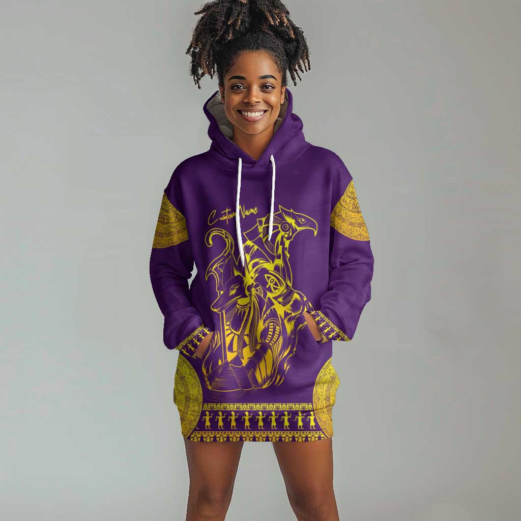 Anubis and Horus Hoodie Dress Egyptian God Purple