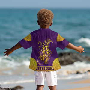 Anubis and Horus Kid Hawaiian Shirt Egyptian God Purple