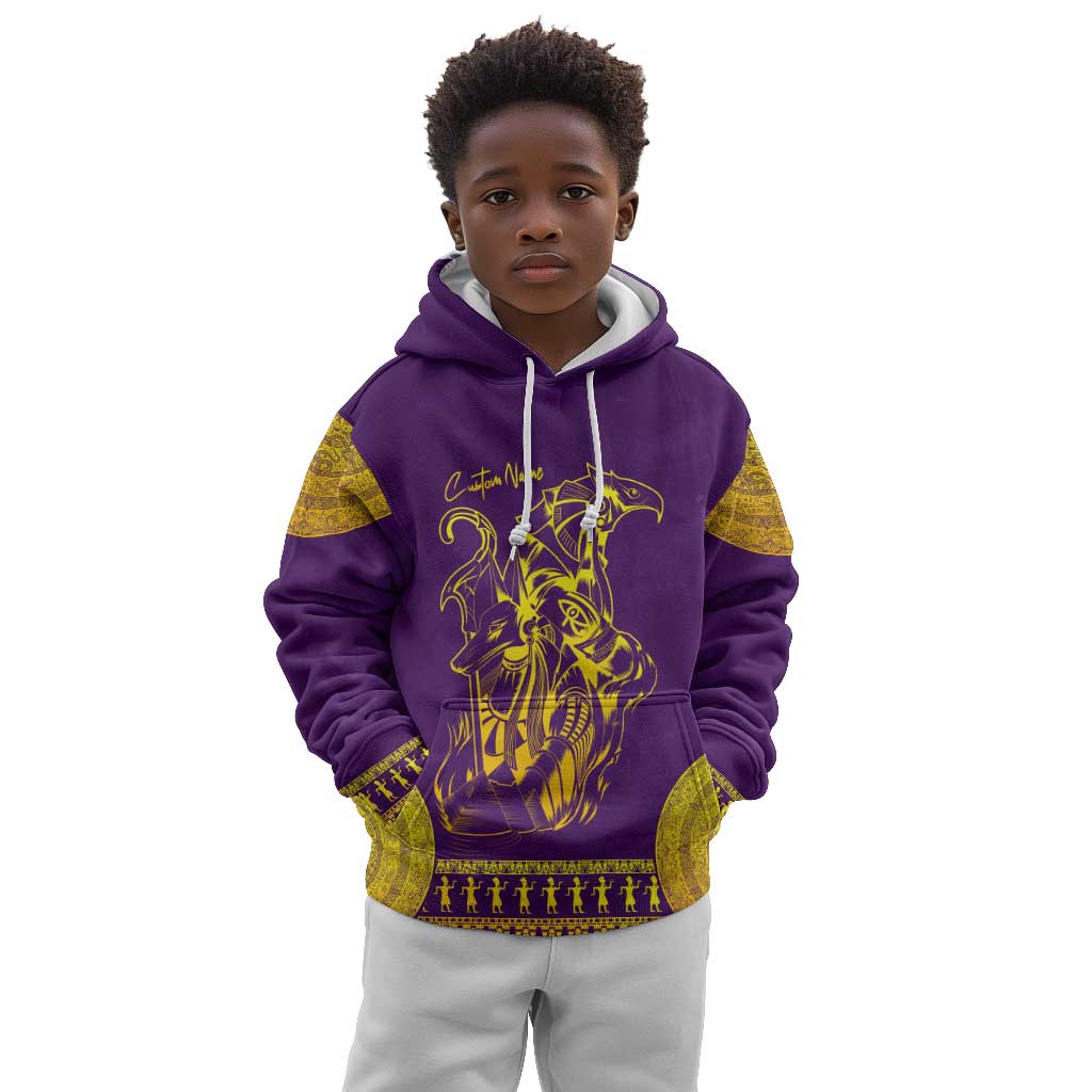 Anubis and Horus Kid Hoodie Egyptian God Purple