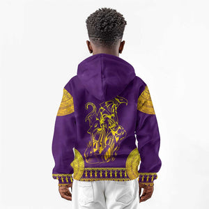 Anubis and Horus Kid Hoodie Egyptian God Purple