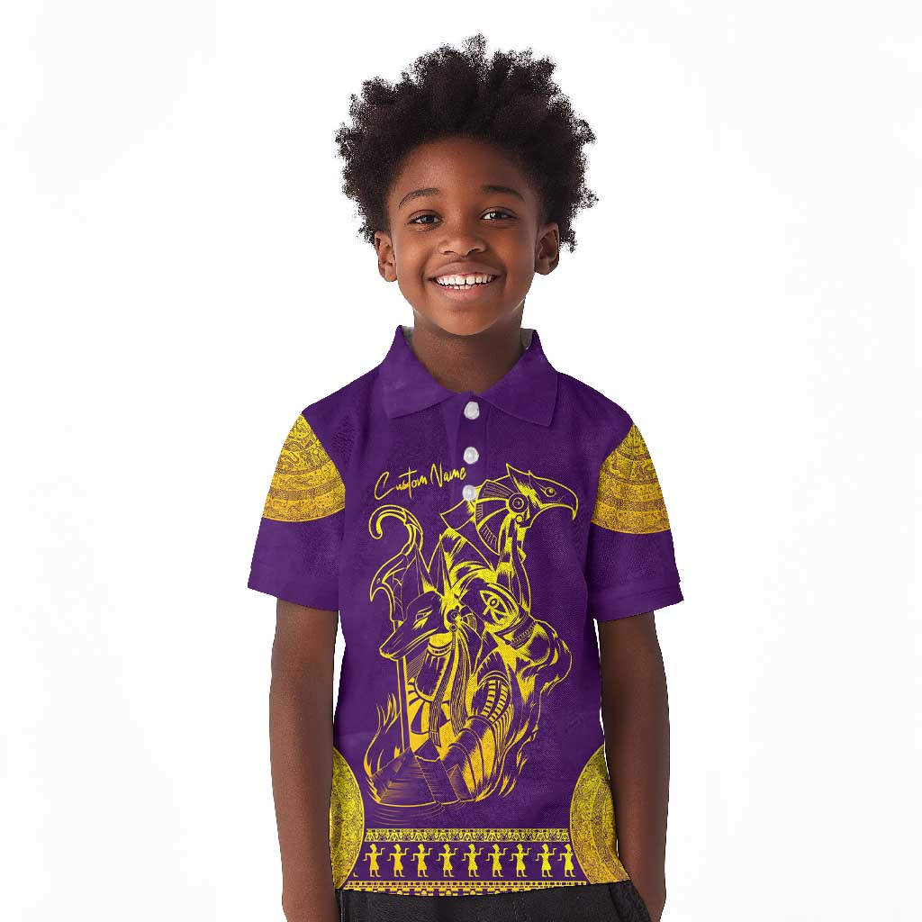 Anubis and Horus Kid Polo Shirt Egyptian God Purple