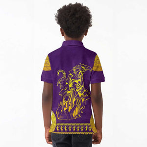 Anubis and Horus Kid Polo Shirt Egyptian God Purple