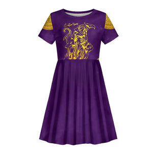 Anubis and Horus Kid Short Sleeve Dress Egyptian God Purple