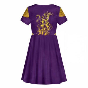 Anubis and Horus Kid Short Sleeve Dress Egyptian God Purple