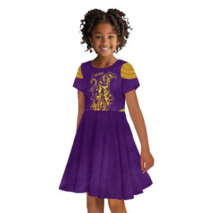 Anubis and Horus Kid Short Sleeve Dress Egyptian God Purple