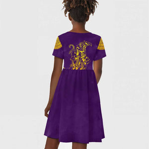 Anubis and Horus Kid Short Sleeve Dress Egyptian God Purple