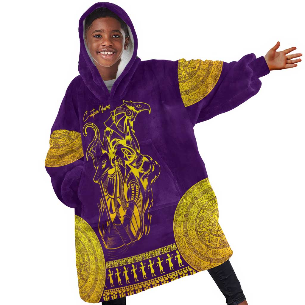 Anubis and Horus KId Wearable Blanket Hoodie Egyptian God Purple