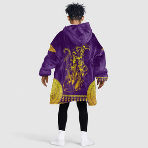 Anubis and Horus KId Wearable Blanket Hoodie Egyptian God Purple