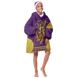 Anubis and Horus KId Wearable Blanket Hoodie Egyptian God Purple