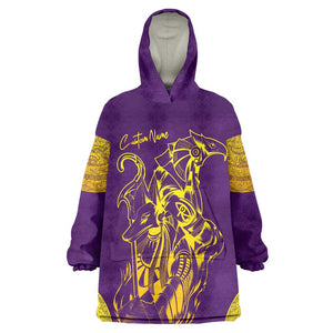 Anubis and Horus KId Wearable Blanket Hoodie Egyptian God Purple