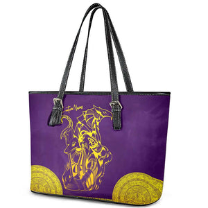 Anubis and Horus Leather Tote Bag Egyptian God Purple